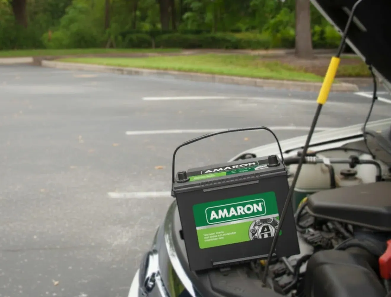 Options for every car Amaron battery ready under an open bonnet