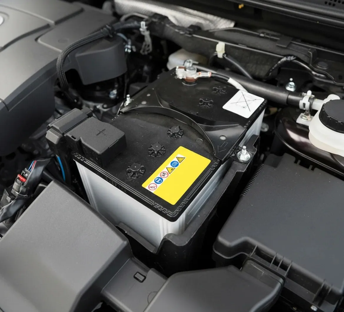 Done properly, first time Yellow-labelled battery under the bonnet