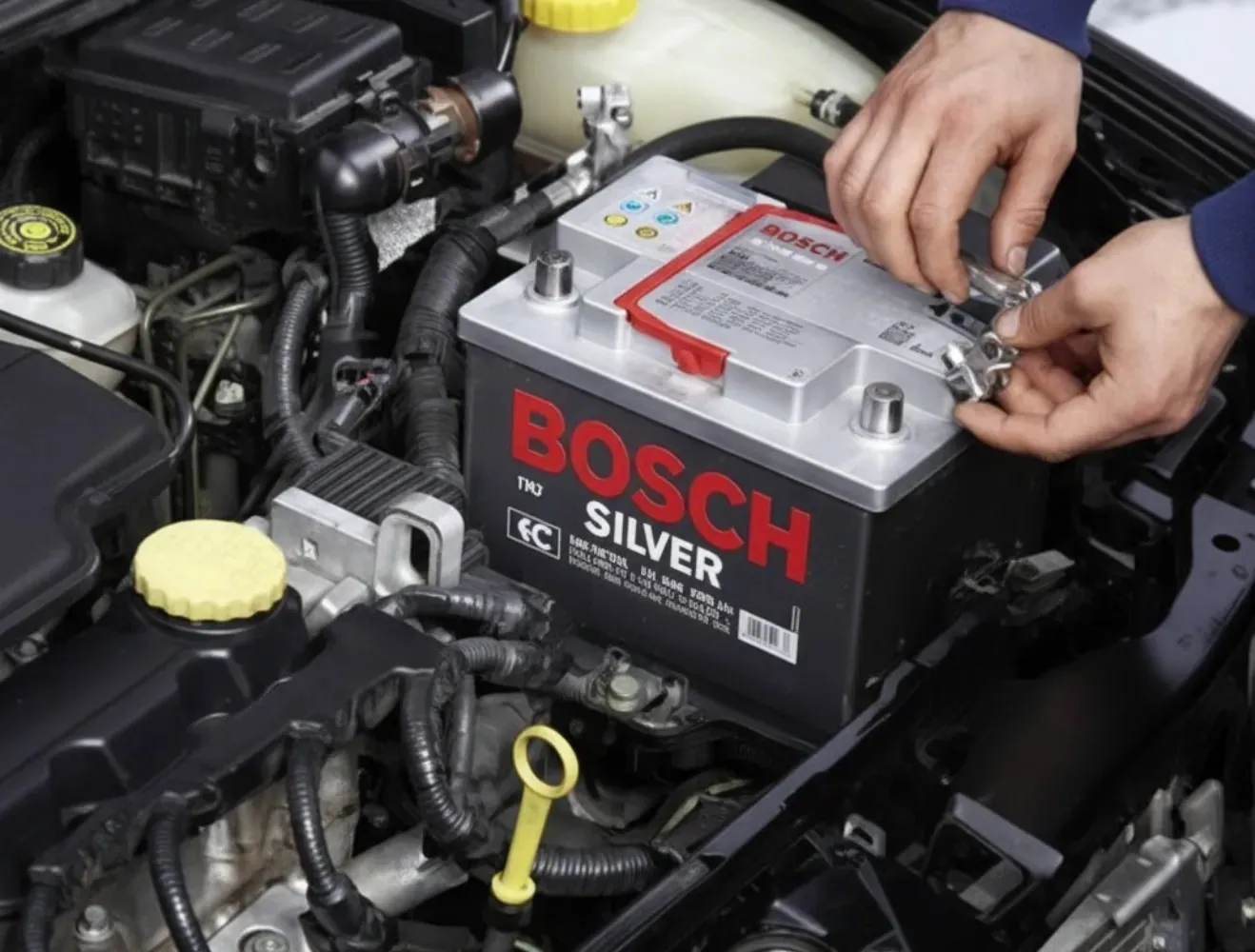 Options for every car Hands fitting a Bosch Silver battery