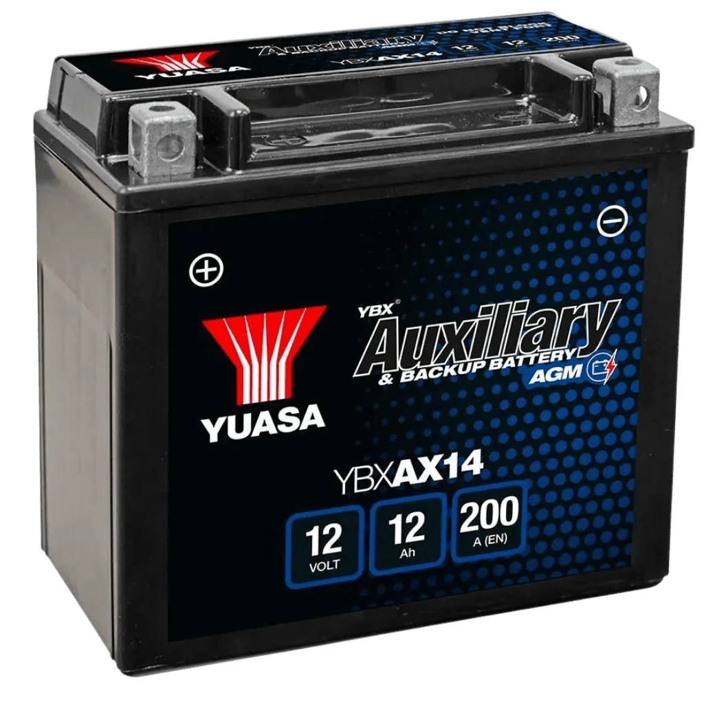What a second battery looks like Yuasa AX14 auxiliary backup battery