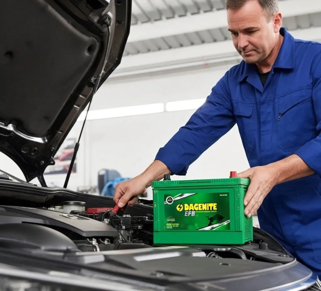 Settings kept during the swap Technician placing a Dagenite battery in its tray