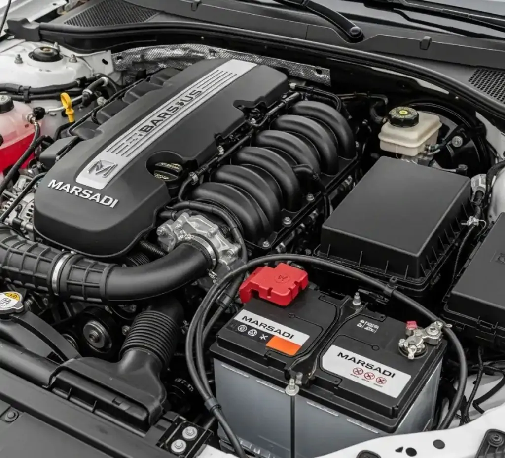 Getting to know the Brabus Brabus-tuned engine bay with the battery in view